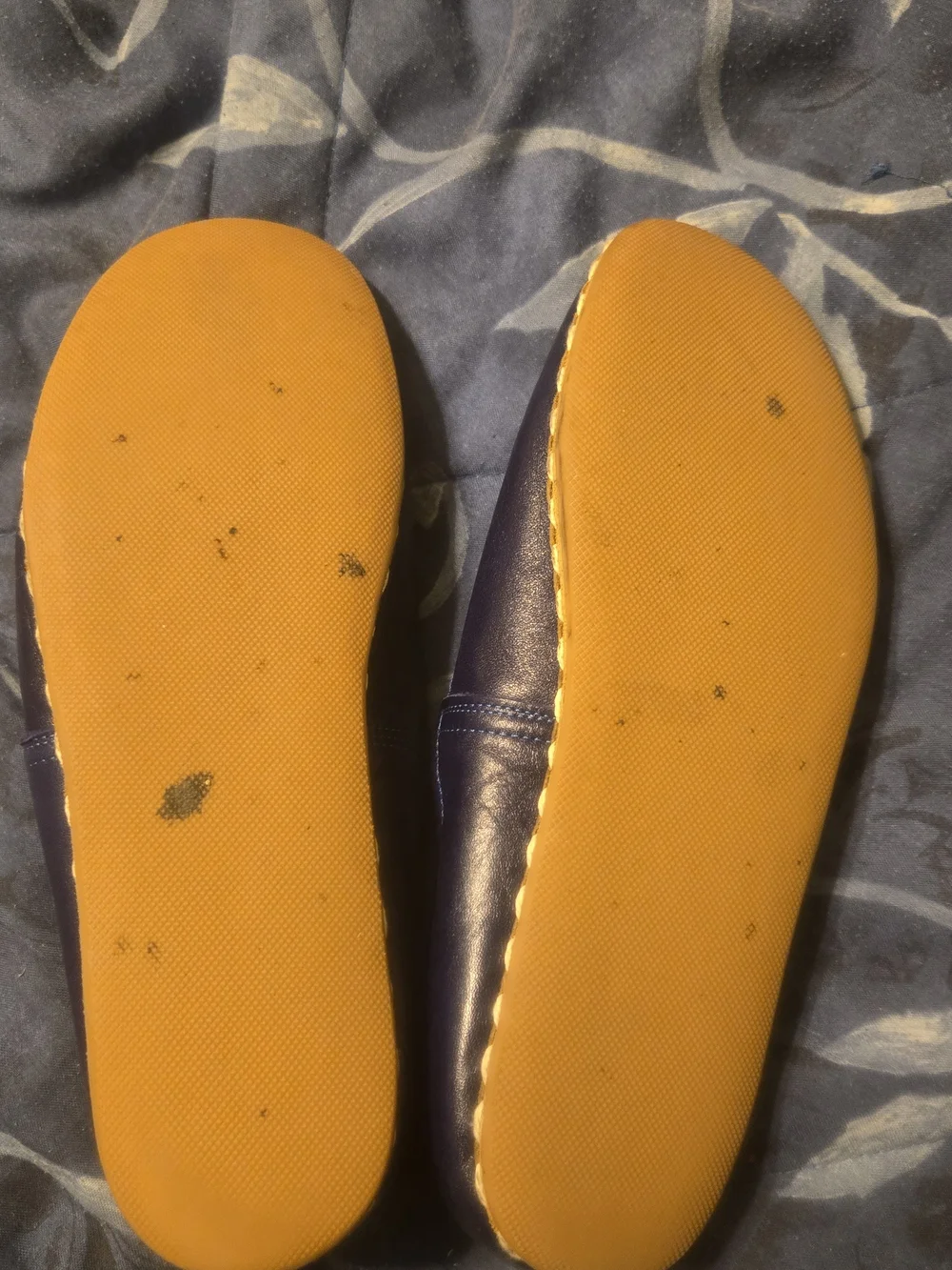 Sabah, Sabah Blue Leather Slip-Ons with Mustard Insole